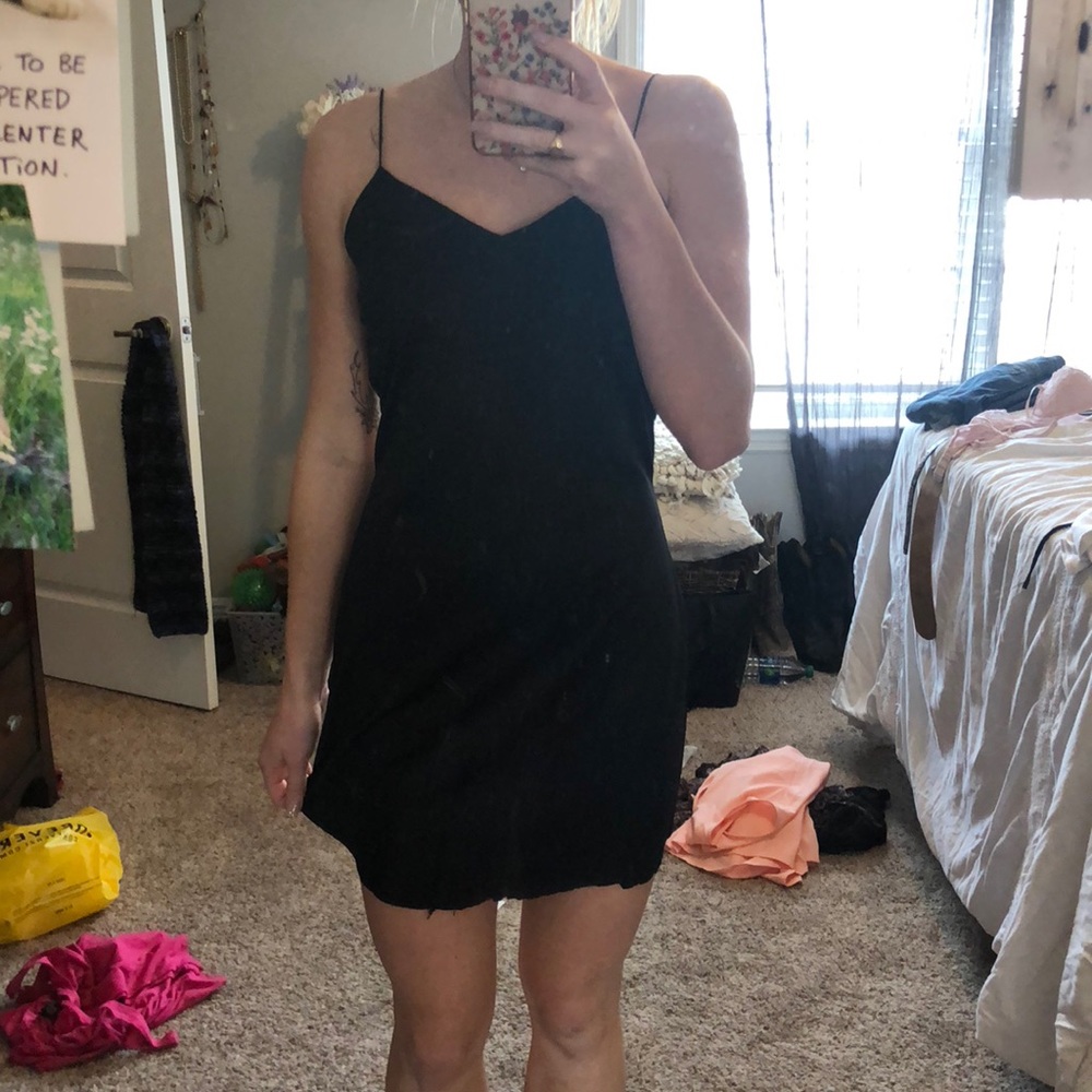Black open back dress